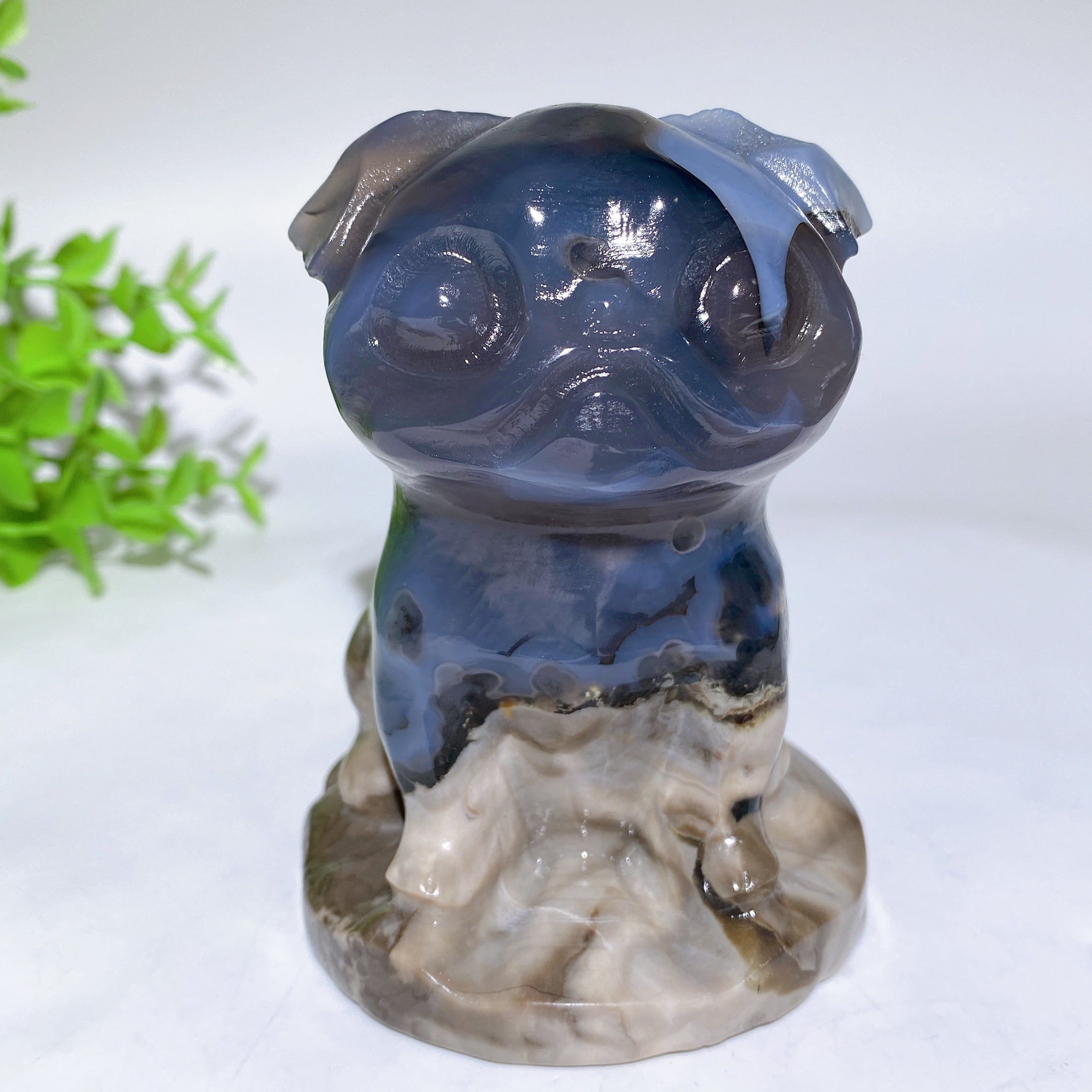 3,8 Zoll Vulkanischer Achat Mops Hund Kristall Skulptur