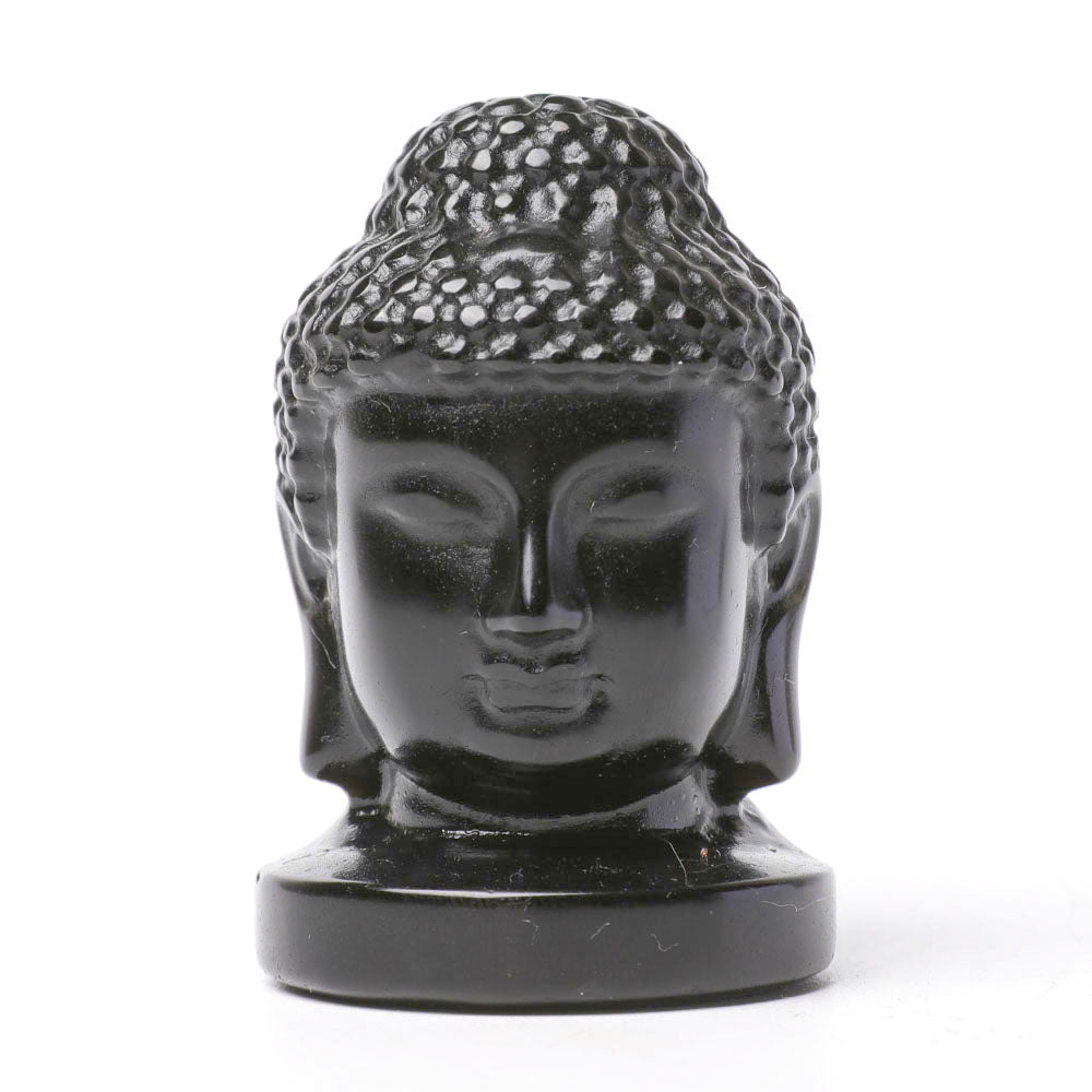 3-Inch Black Obsidian Buddha Head Statue for Meditation