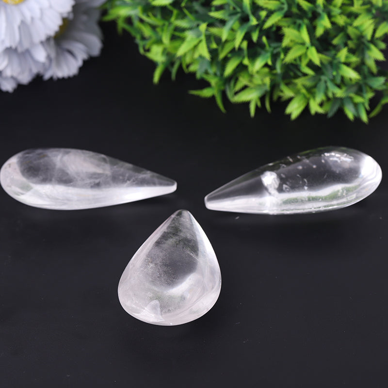 3-Inch Natural Clear Quartz Tear Drop for Energy Healing