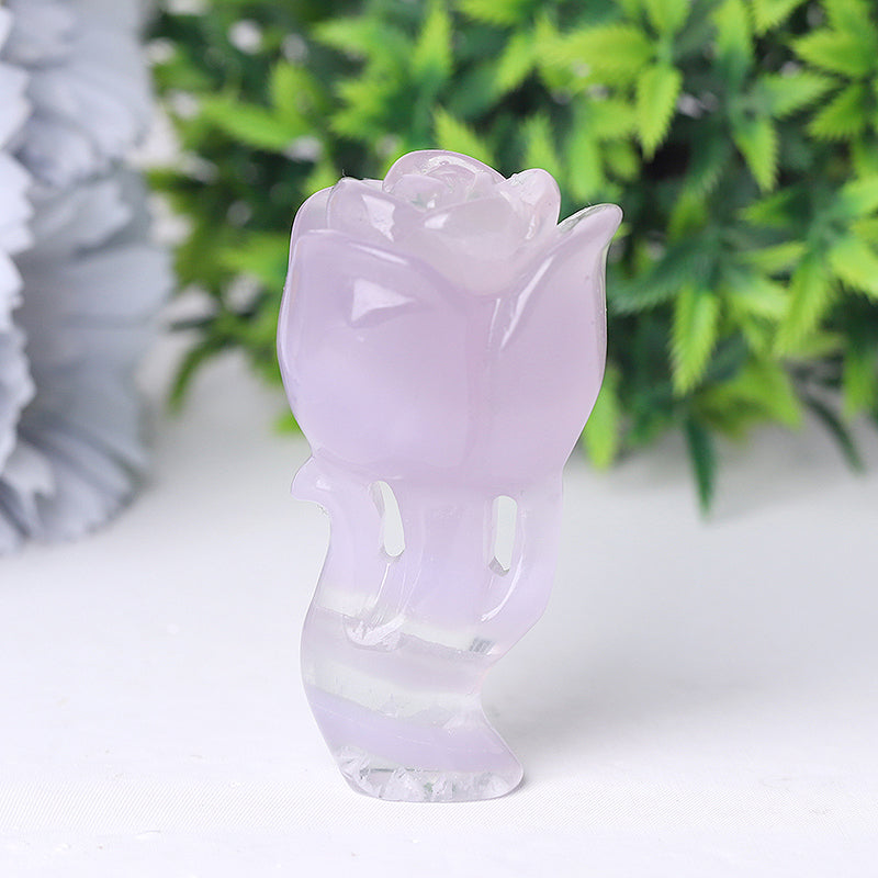 3-Zoll-Rosenblumen-Kristallfigur aus natürlichem Fluorit