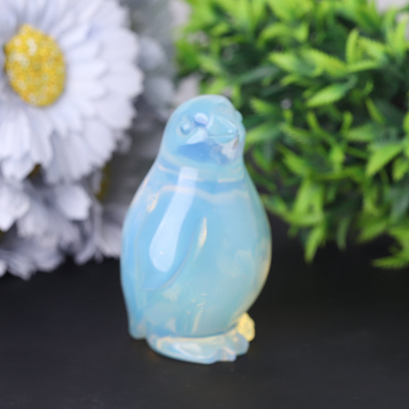 3-Inch Opalite Penguin Carving Crystal Animal Figurine