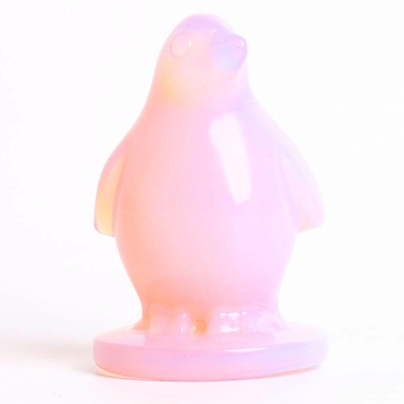 3-Zoll-Pinguin-Kristall-Tierschnitzerei aus rosa Opalit