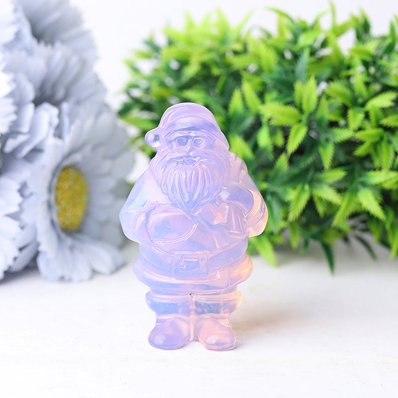 3 Zoll große Weihnachtsmann-Kristallfigur aus rosa Opalit