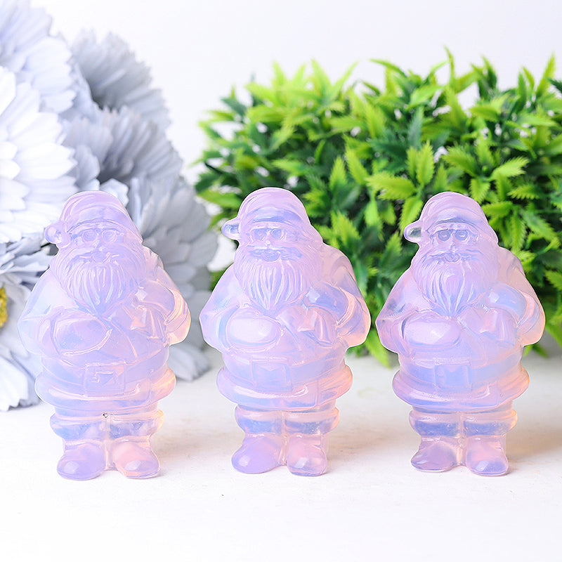 3 Zoll große Weihnachtsmann-Kristallfigur aus rosa Opalit