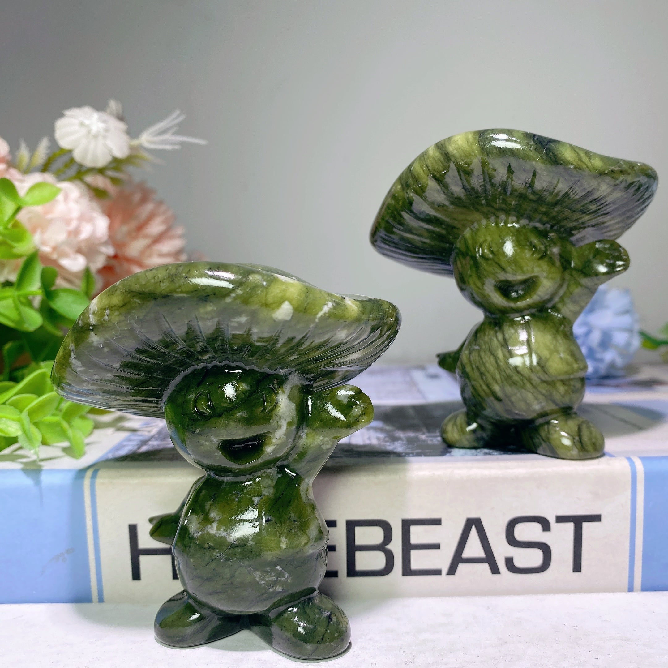 3" Serpentin-Kristallpilz-Schnitzereien zur Heilung