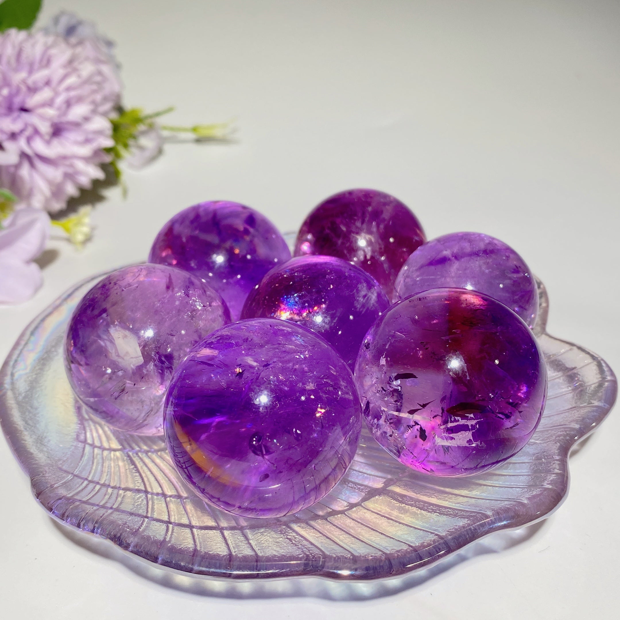 30–35 mm Regenbogen-Amethyst-Heilkristallkugel