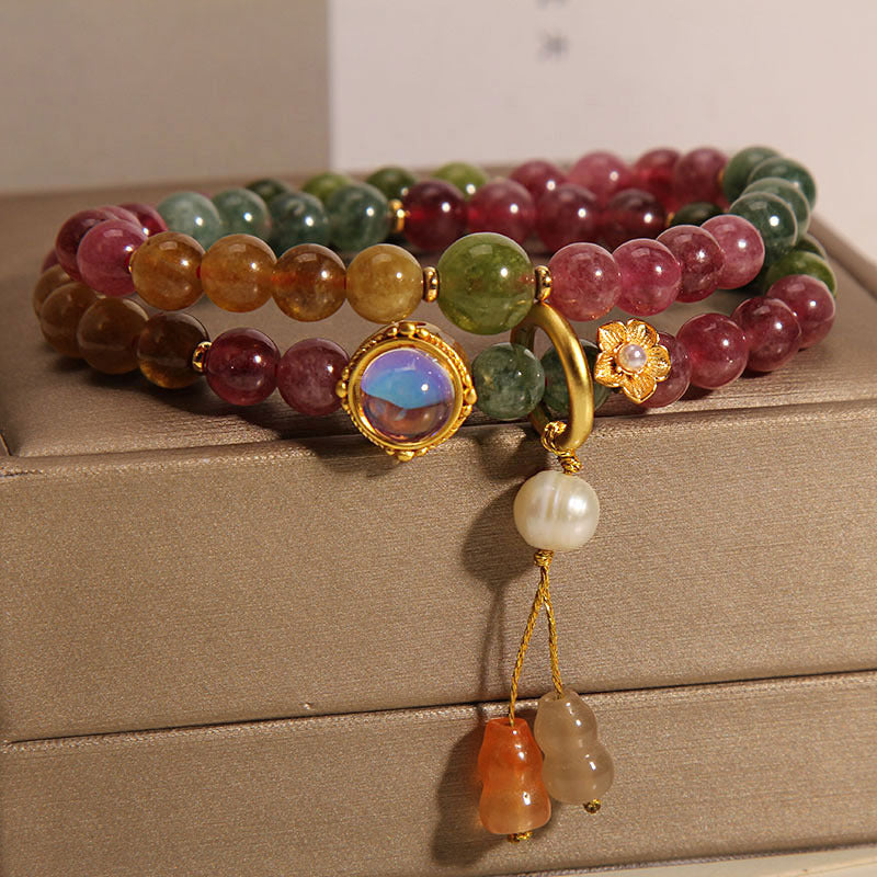 Double Wrap Multicolored Tourmaline Bracelet for Protection