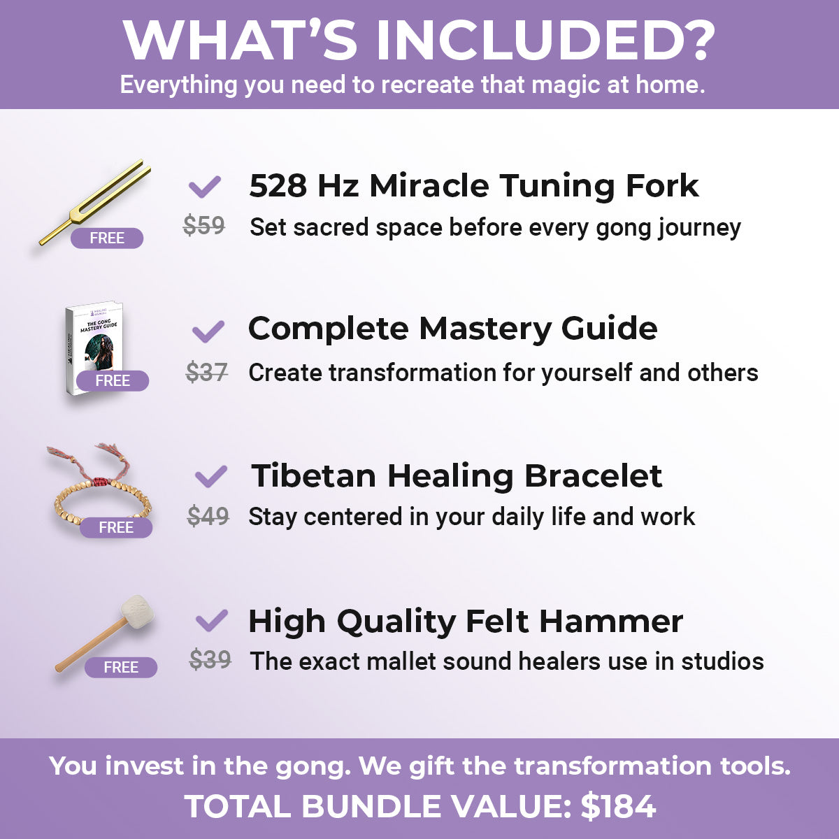 32 Metatron's Cube Sacred Geometry Gong - Included Accessories