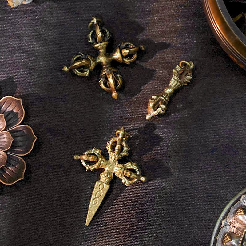 Nepal Handgefertigter Doppel-Dorje-Kupfer-Vajra für Erleuchtung und Stärke