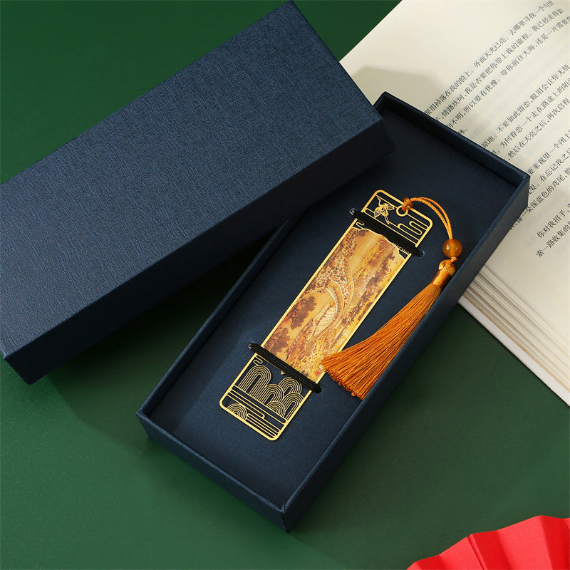 Metall-Lesezeichen | Panorama der Flüsse & Berge Kunst