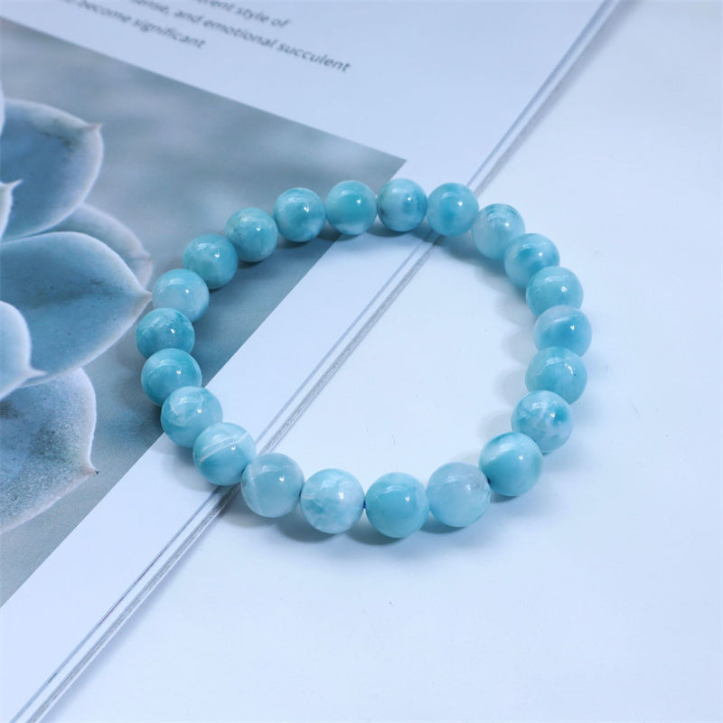 Larimar Weisheits-Vertrauensarmband 8mm Naturstein
