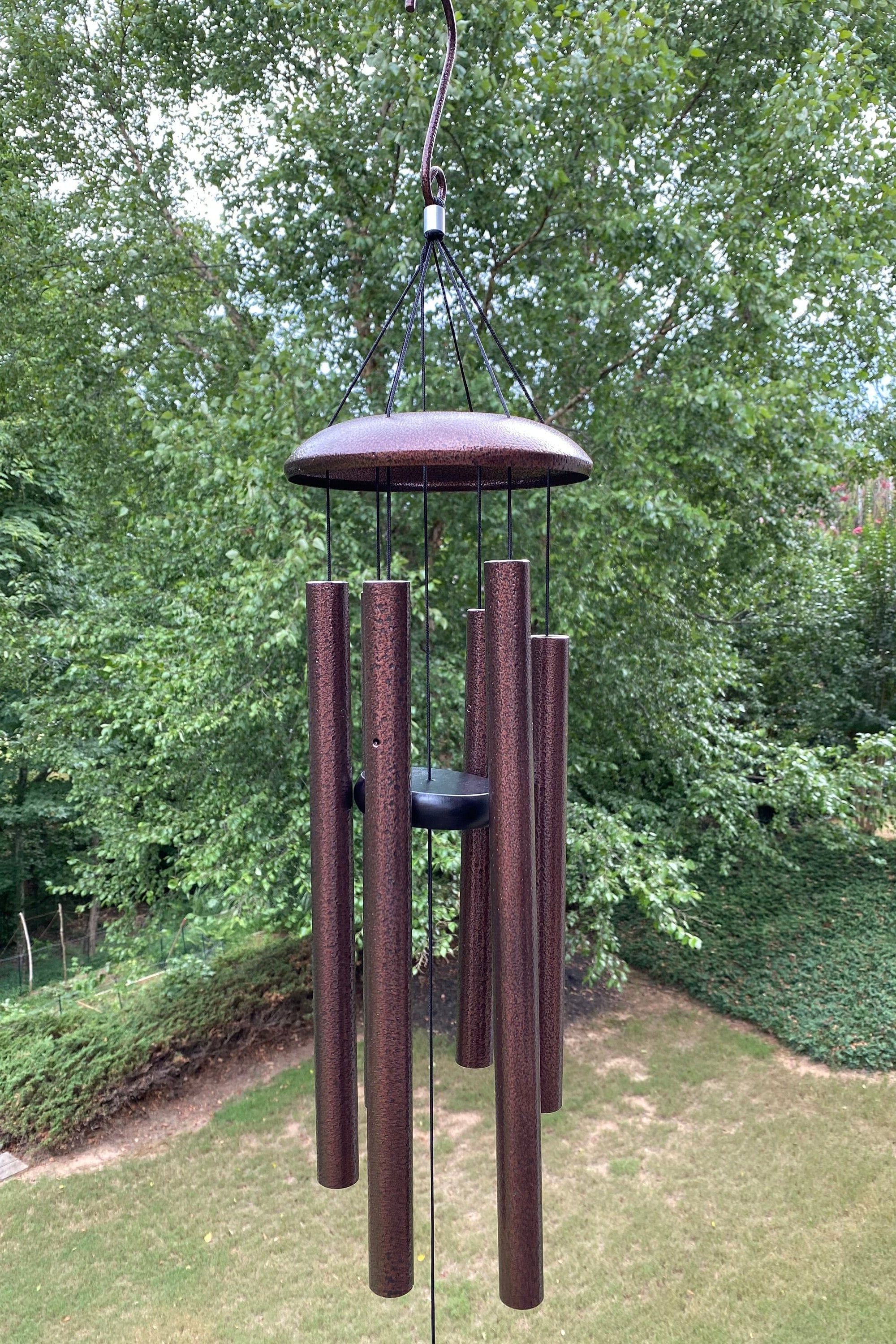 36 inch Deep Tone Wind Chimes with dark brown tubes for outdoor meditation