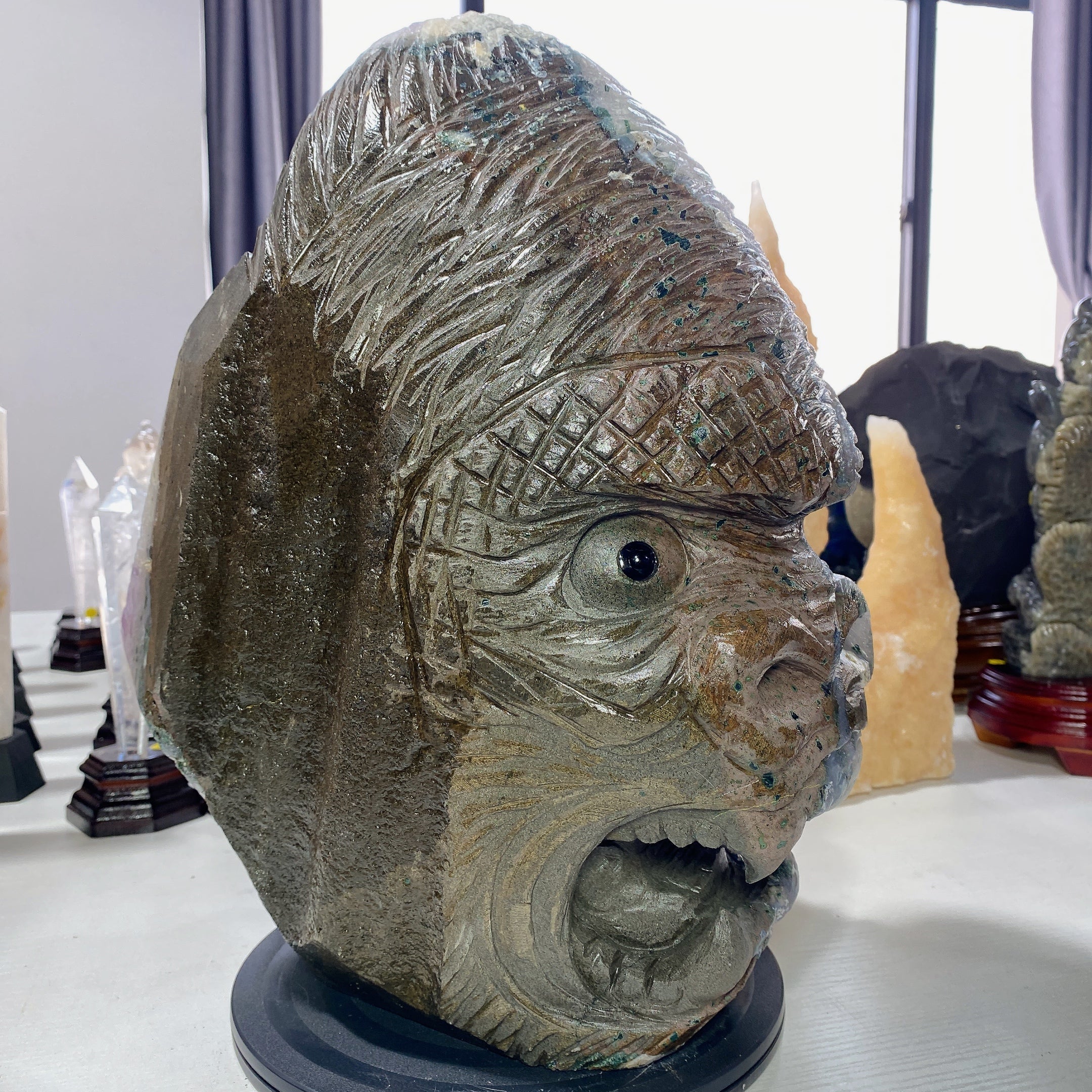 36 cm Amethyst Kristall Figur Kong Kim Carving