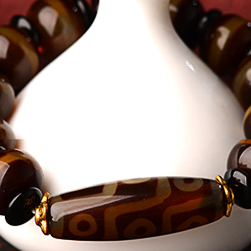 Neun-Augen-Dzi-Perlen-Achat-Armband für Reichtum und Schutz