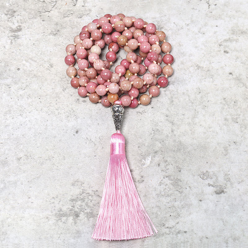 108 Perlen Rhodonit Mala Armband für Meditation & Heilung