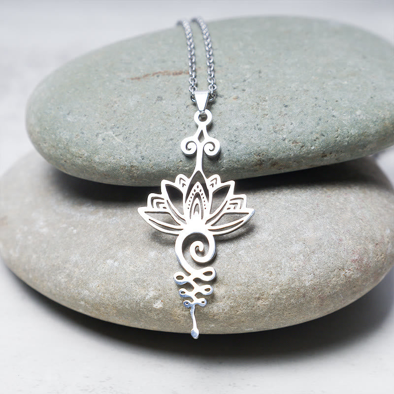 Titanium Lotus Pendant Necklace | Enlightenment & Luck
