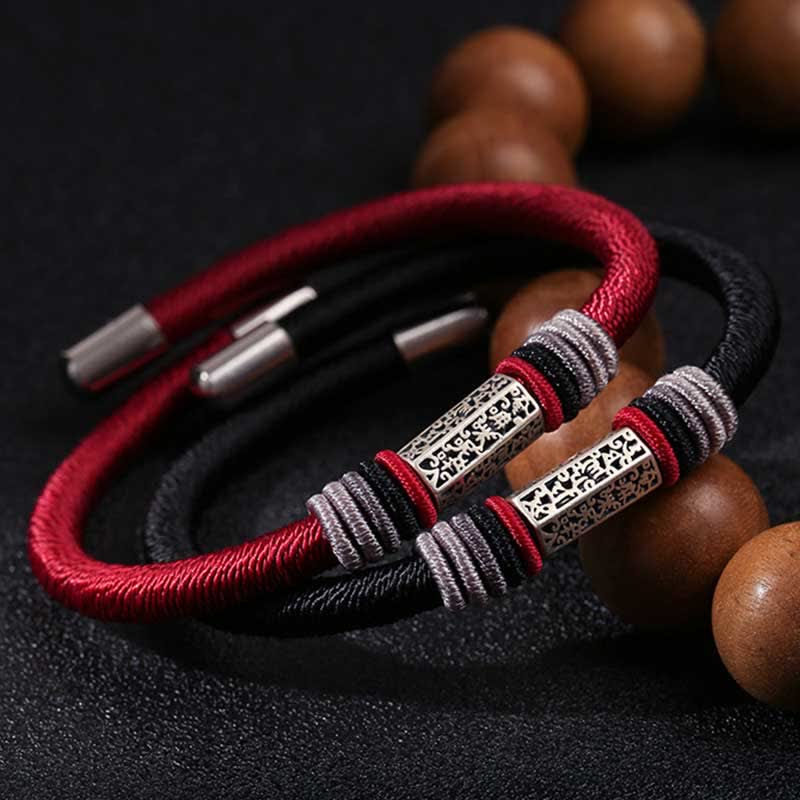 Om Mani Padme Hum Bracelet | 925 Sterling Silver Red String Unisex