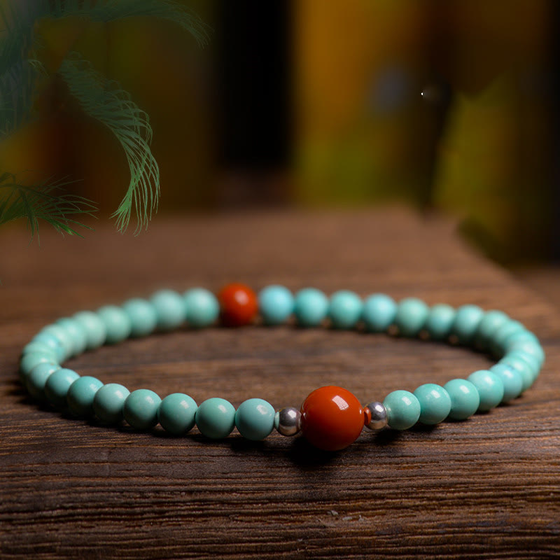Turquoise Red Agate Protection Bracelet 3.8mm Beads