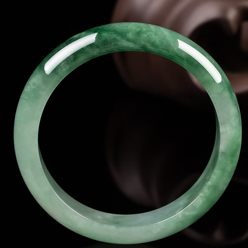 55 mm Armreif aus natürlicher Jade mit Glückssegen