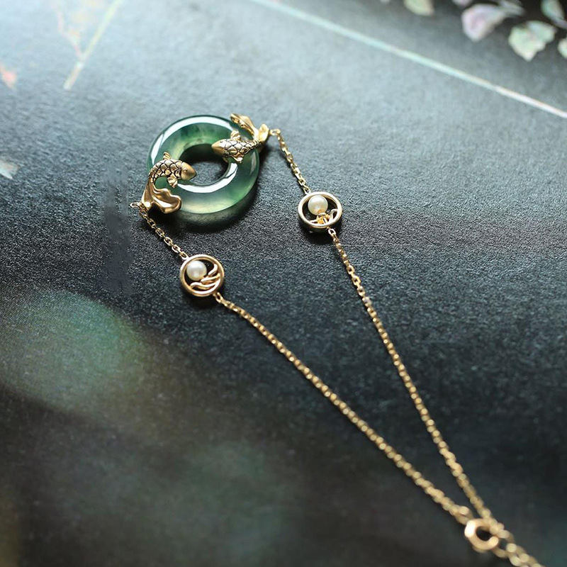 Cyan Jade Koi Fisch Heilung Harmonie Armband