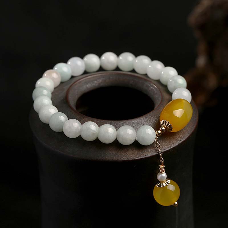 Schutzarmband aus weißer Jade mit 7,5 mm Achatperlen