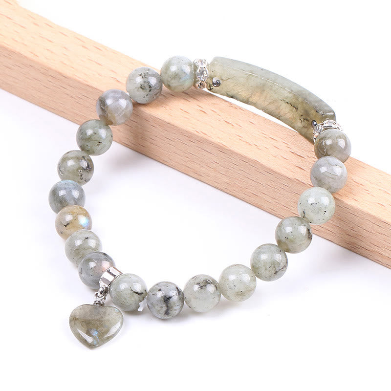 Natural Quartz Love Heart Healing Beads Bracelet 8mm