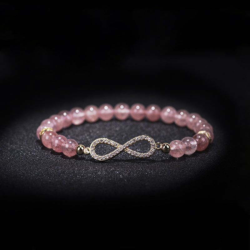 7 mm natürliches Erdbeerquarz-Positivitäts-Spirituelles Armband