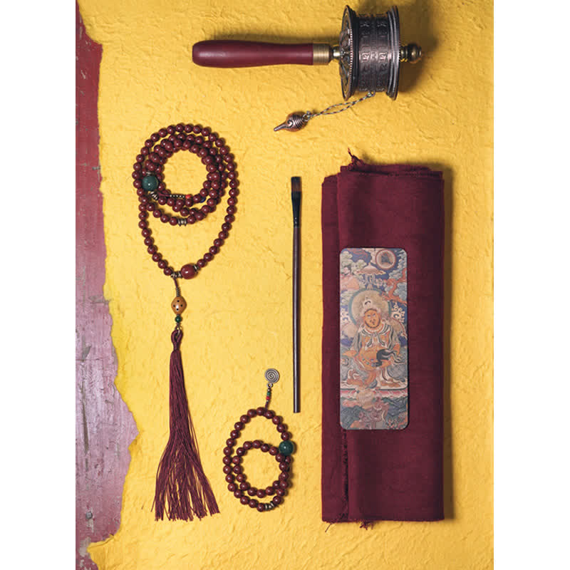 8 mm Bodhi Seed Cyan Jade Kupfer Peace Armband