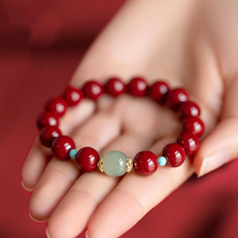 Unisex Cinnabar Green Aventurine Bracelet 8mm for Luck & Calm