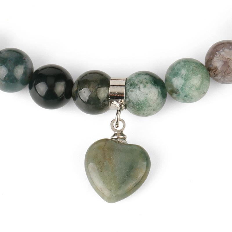 Natural Quartz Love Heart Healing Beads Bracelet 8mm