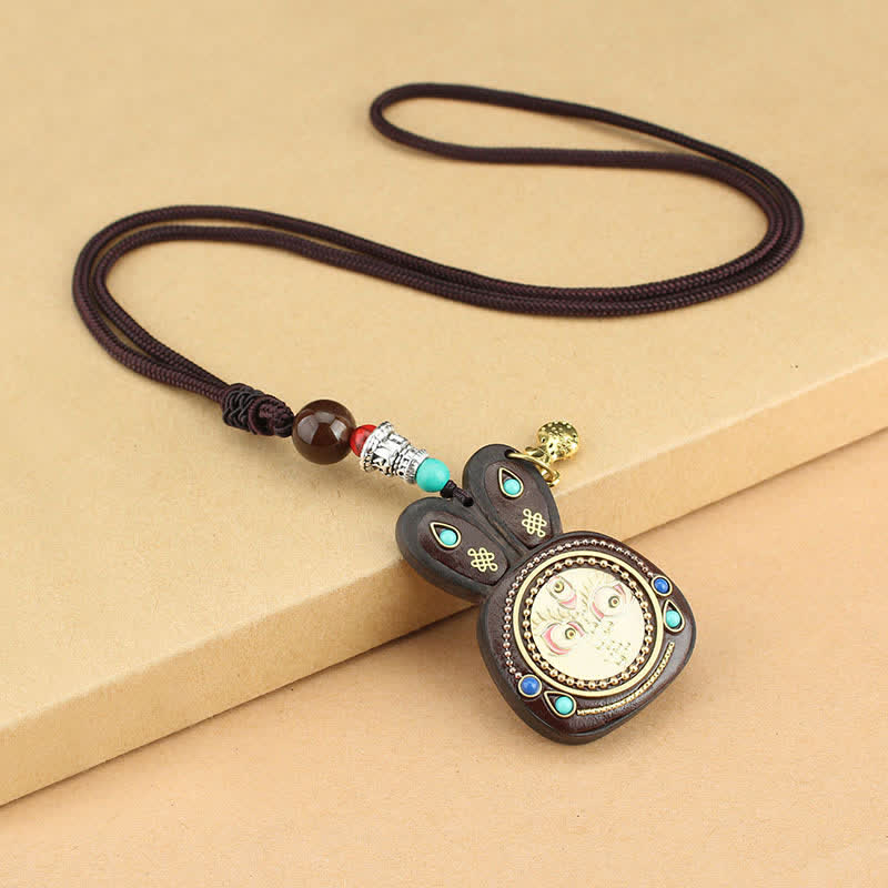 Ebenholz Fünf Gott des Reichtums Spirituelle Halskette Anhänger