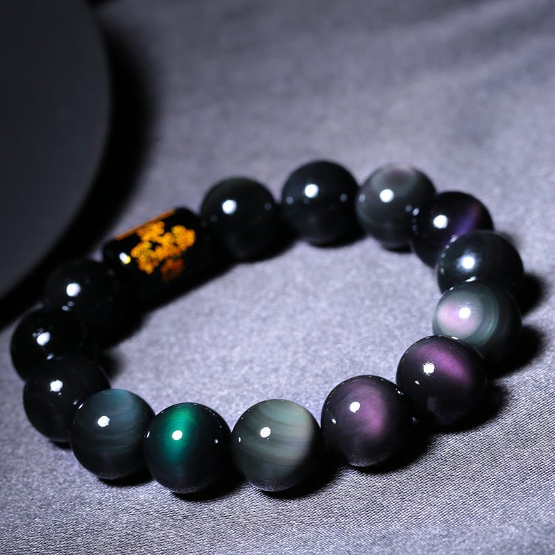10 mm Regenbogen-Obsidian-Heilungs-Transformationsarmband