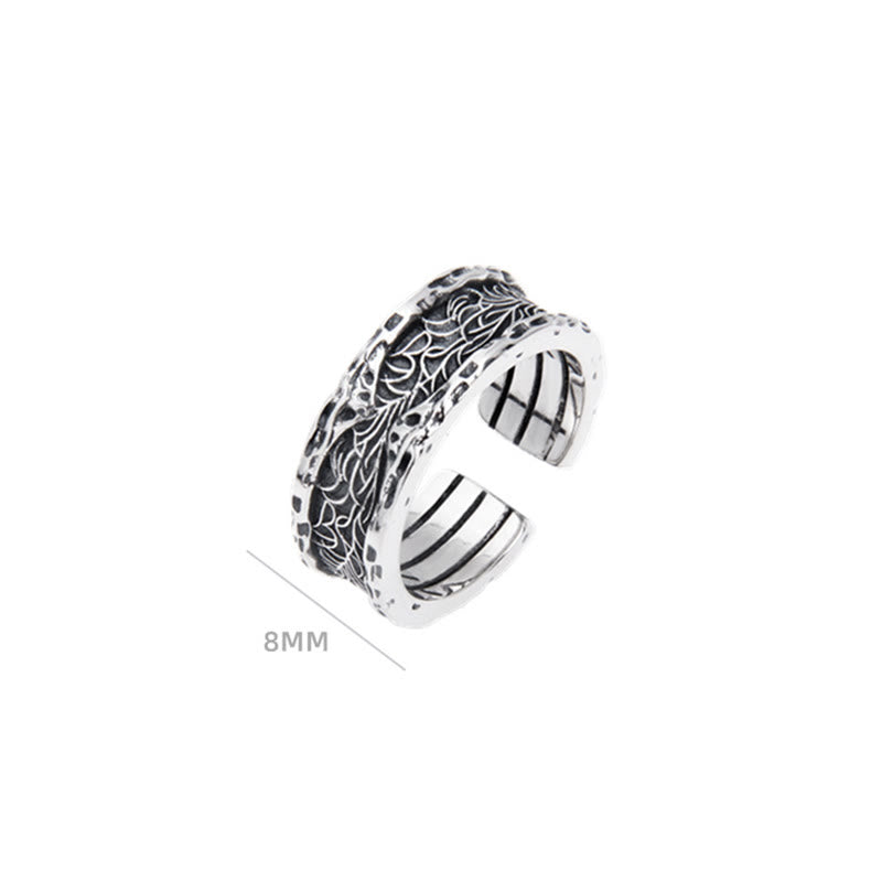 Verstellbarer Ring aus 925er Sterlingsilber mit Blumenmotiv aus der Tang-Dynastie