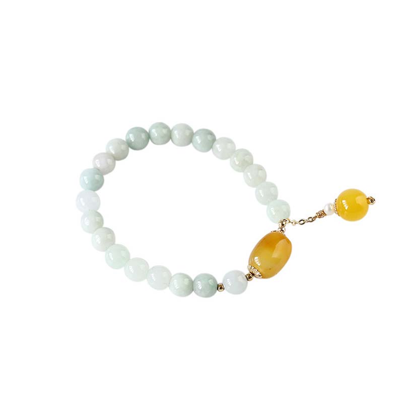 Schutzarmband aus weißer Jade mit 7,5 mm Achatperlen