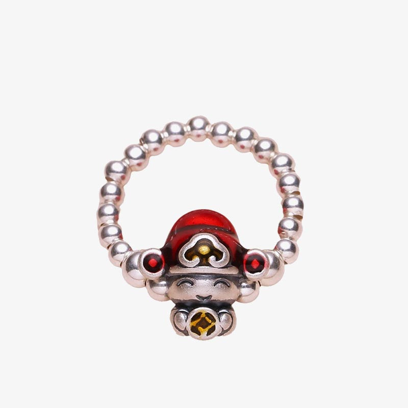 925 Sterling Silber Gott des Reichtums Schutzring 53-54mm