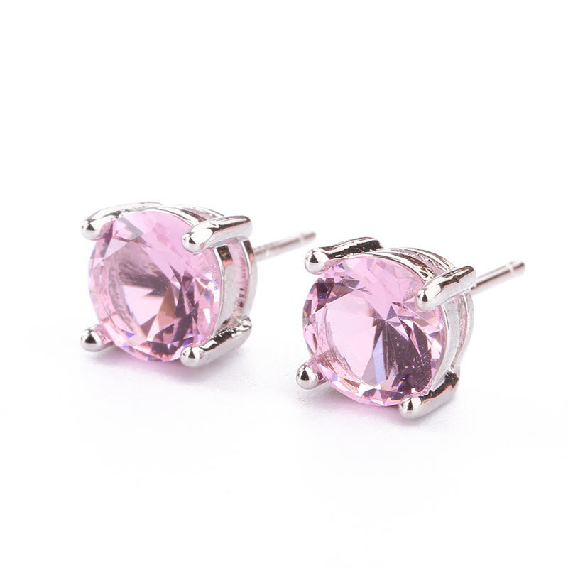 Unisex-Ohrringe mit natürlichem Amethyst und verschiedenen Edelsteinen, 7 mm