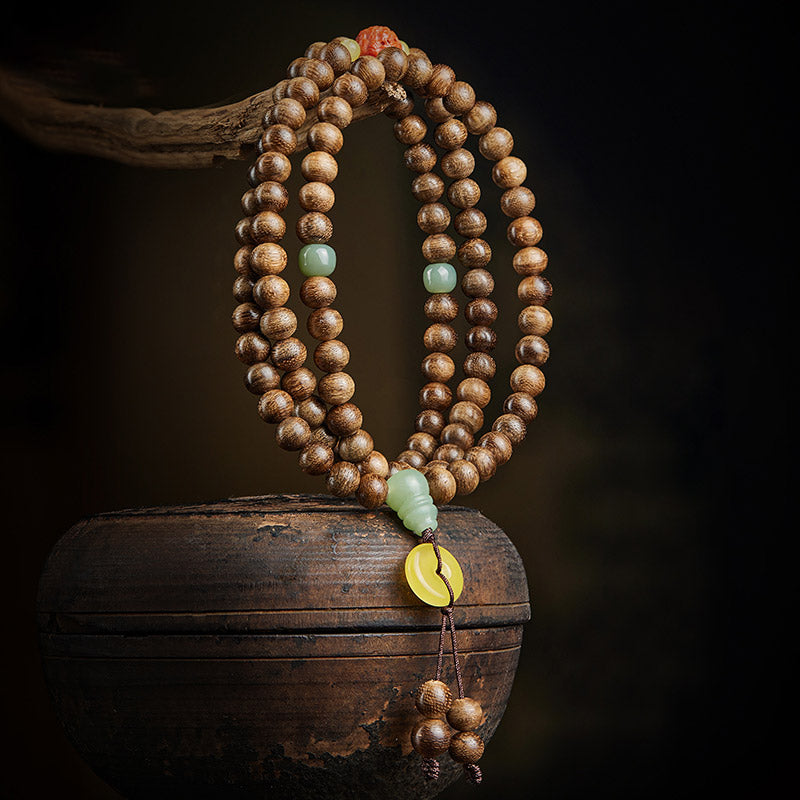 8 mm Adlerholz-Jade-Holz-Mala-Perlenarmband für Balance