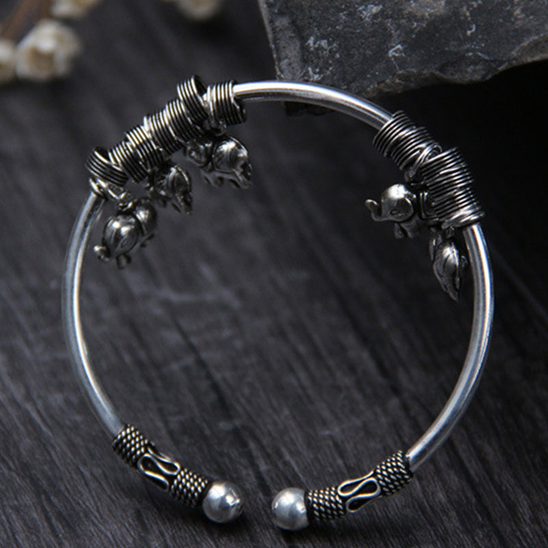 925 Sterling Silber Elefant Stärke Armband | Weisheitssymbol