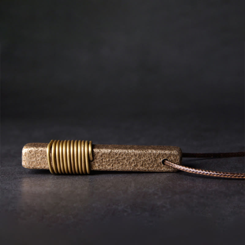 Kupferne Vintage-Halskette mit strukturiertem Reichtum für spirituelles Glück