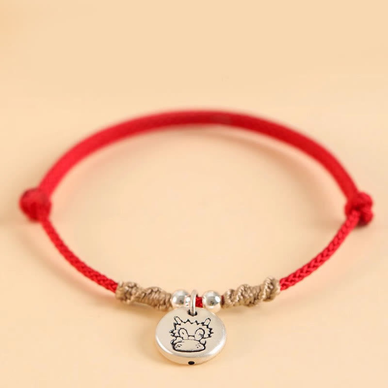 Chinesisches Sternzeichen-Drachen-Armband aus 999er Sterlingsilber für Glück