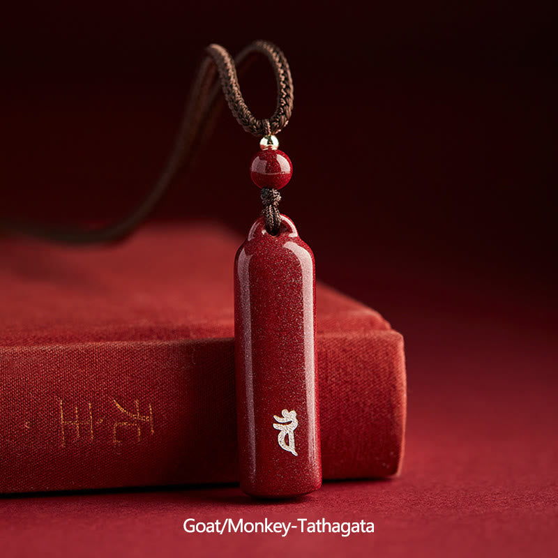 Chinese Zodiac Cinnabar Protection Necklace Pendant