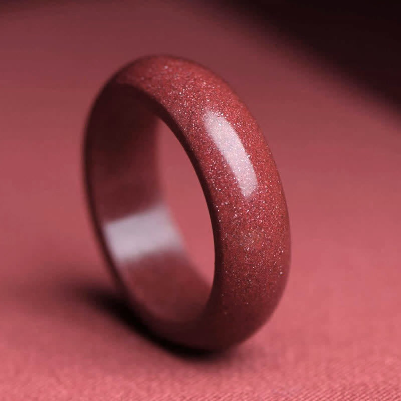 Unisex Cinnabar Om Mani Padme Hum Blessing Ring 17-22mm
