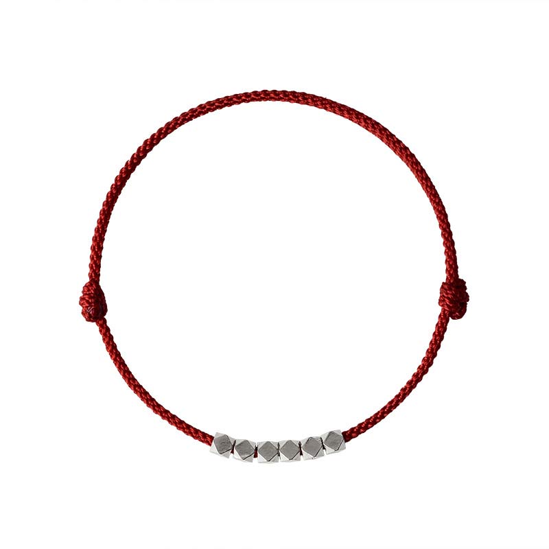 925 Sterling Silber Rote Schnur geflochtenes Armband Fußkettchen zum Schutz