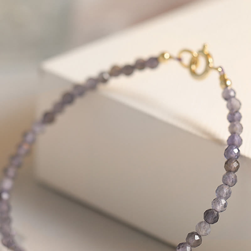 3 mm Amethyst-Iolith-Kommunikationsarmband mit ultradünnen Perlen