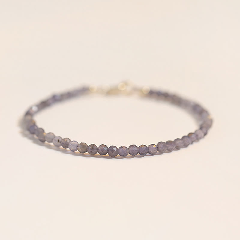 3 mm Amethyst-Iolith-Kommunikationsarmband mit ultradünnen Perlen