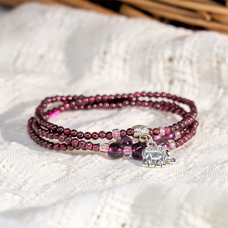 3 mm Granatarmband mit Elefanten-Abakus-PiXiu-Anhänger