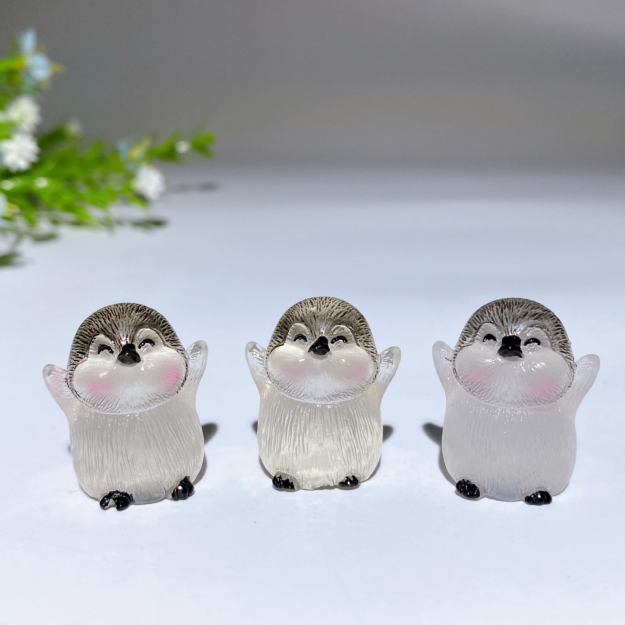 3 Stück leuchtende Kristall-Pinguin-Tierschnitzereien, 25 mm