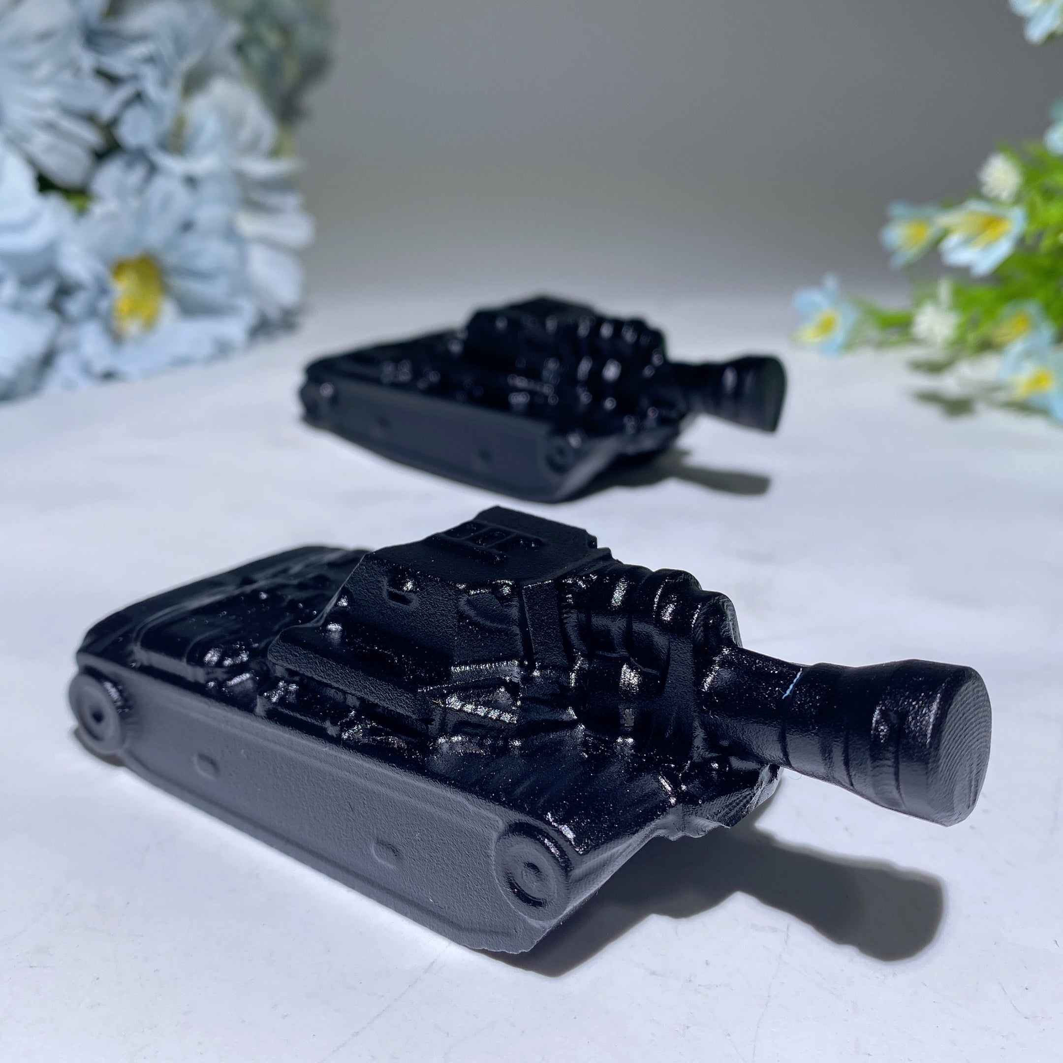 4,0 Zoll schwarze Obsidian-Tank-Kristallfigur zur Heilung