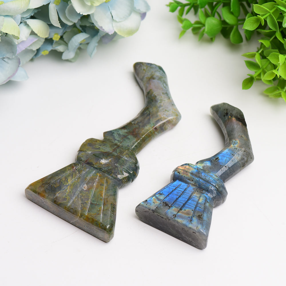 4,2–5,7 Zoll Labradorit & Moosachat Hexenbesen Kristallfiguren