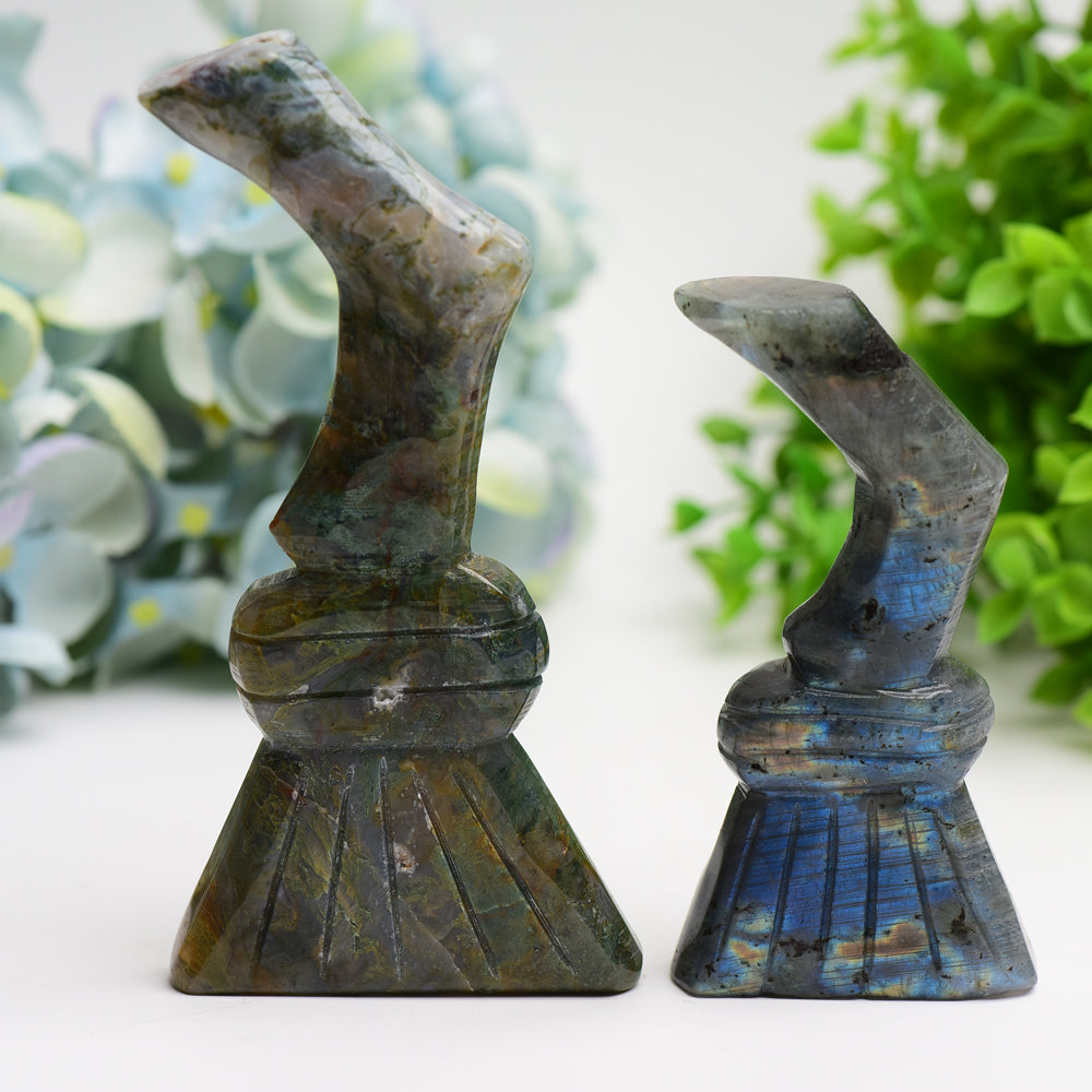 4,2–5,7 Zoll Labradorit & Moosachat Hexenbesen Kristallfiguren